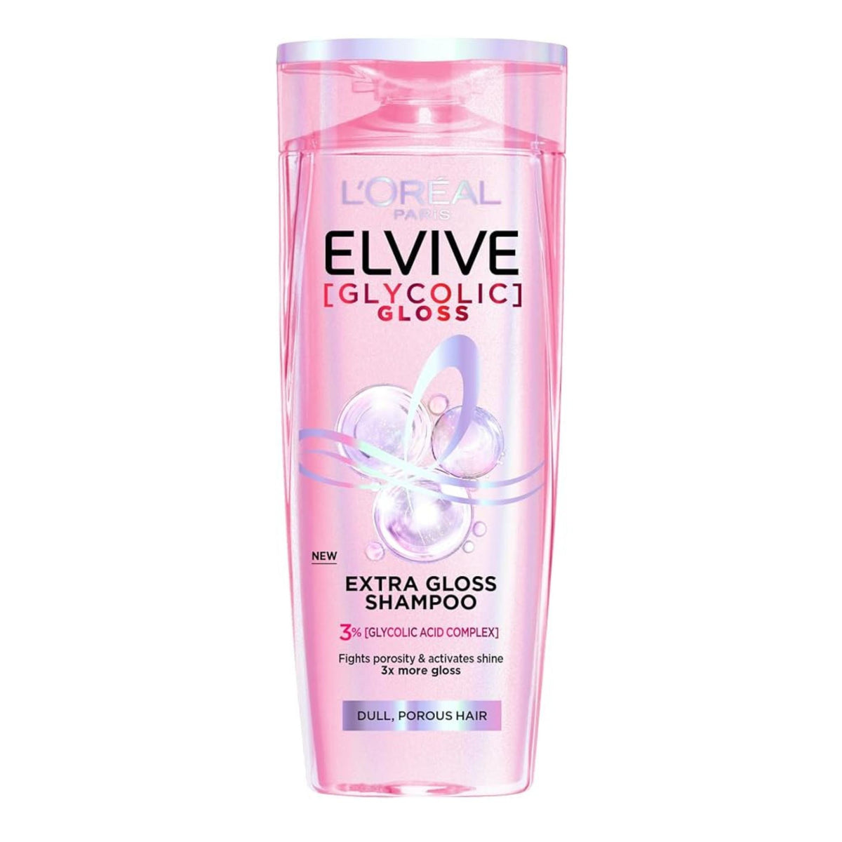 Refect Beauty L'Oreal Paris Elvive Glycolic Gloss Extra Gloss Shampoo bottle for dull and porous hair