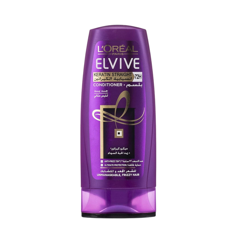 Refect Beauty L'Oreal Paris Elvive Keratin Straight conditioner bottle for frizz control and smooth hair
