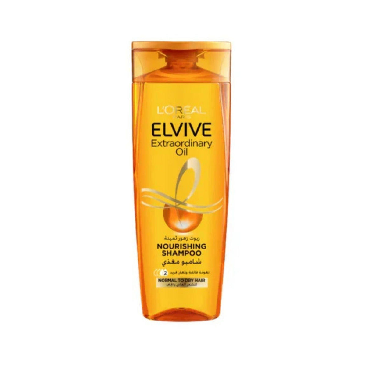 Refect Beauty L'Oreal Paris Elvive Extraordinary Oil Nourishing Shampoo in a translucent amber bottle for dry hair