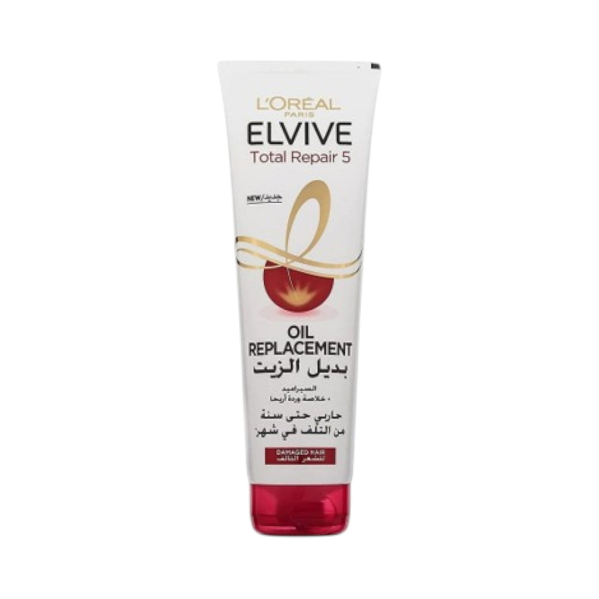 Refect Beauty L'Oréal Paris Elvive Total Repair 5 Oil Replacement cream in a white tube for damaged hair treatment.