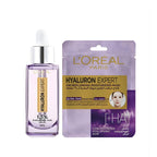 Refect Beauty L'oreal Hyaluron Expert face serum bottle and replumping moisturizing tissue mask duo for hydration
