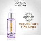 Refect Beauty L'Oréal Paris Hyaluron Expert 1.5% Hyaluronic Acid serum in a purple glass bottle with a dropper.