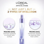 Refect Beauty L'Oréal Paris Hyaluron Expert Serum dropper showing macro and micro hyaluronic acid benefits