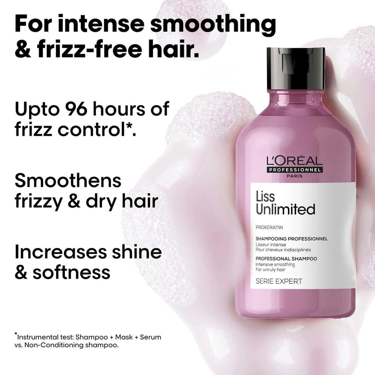Refect Beauty L'Oréal Professionnel Liss Unlimited smoothing shampoo bottle for frizzy hair with Pro-Keratin