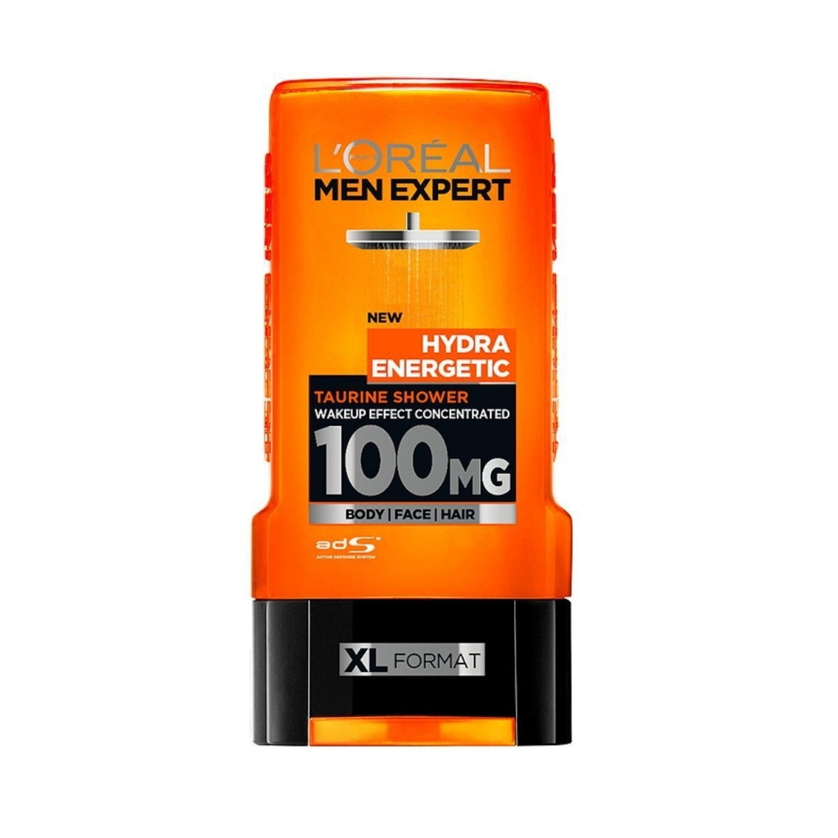 Refect Beauty L'Oréal Men Expert Hydra Energetic orange shower gel bottle for body, face, and hair.
