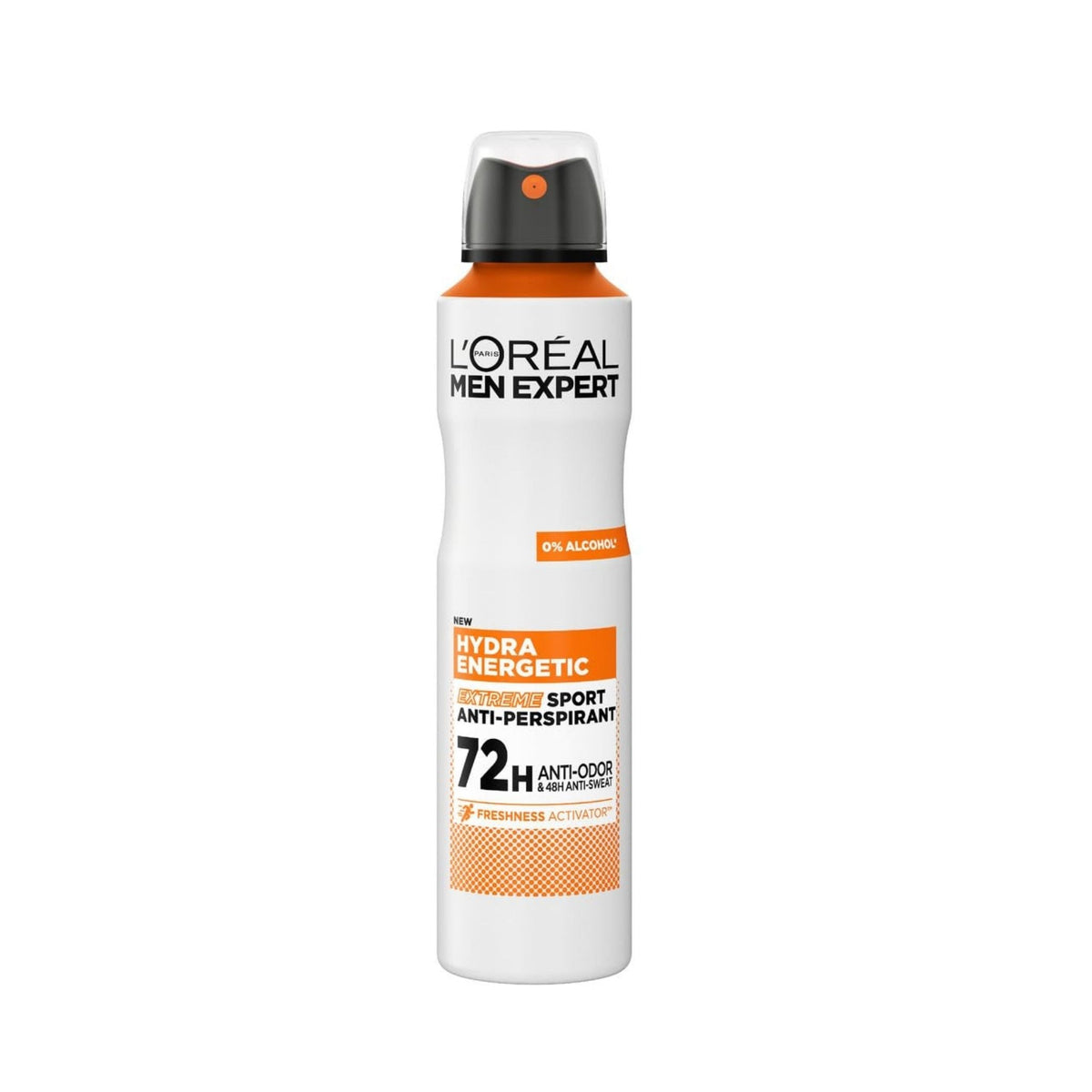 Refect Beauty L'Oreal Paris Men Expert Hydra Energetic Extreme Sport anti-perspirant spray can with orange accents.