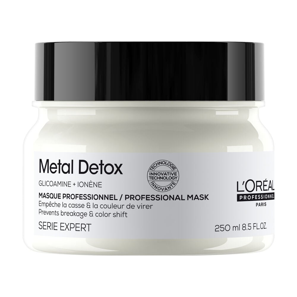 Refect Beauty L'Oreal Professionnel Metal Detox anti-deposit hair mask in a 250ml white jar with a black lid.