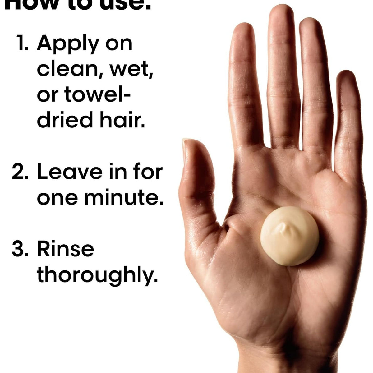 Refect Beauty L'Oréal Professionnel Absolut Repair Golden Mask texture shown in a palm with usage instructions