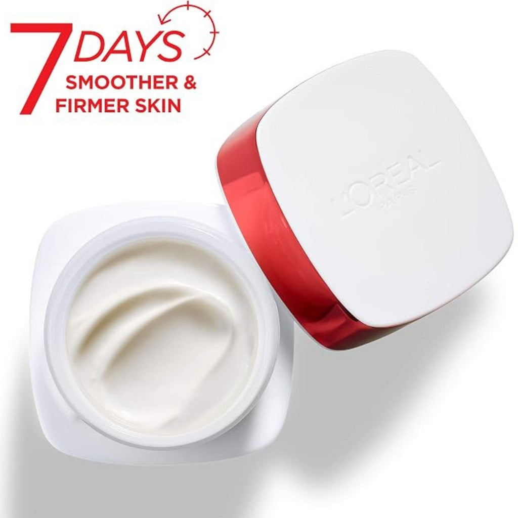 Refect Beauty L'oreal Paris Revitalift anti-wrinkle day cream jar with white lid and cream texture visible