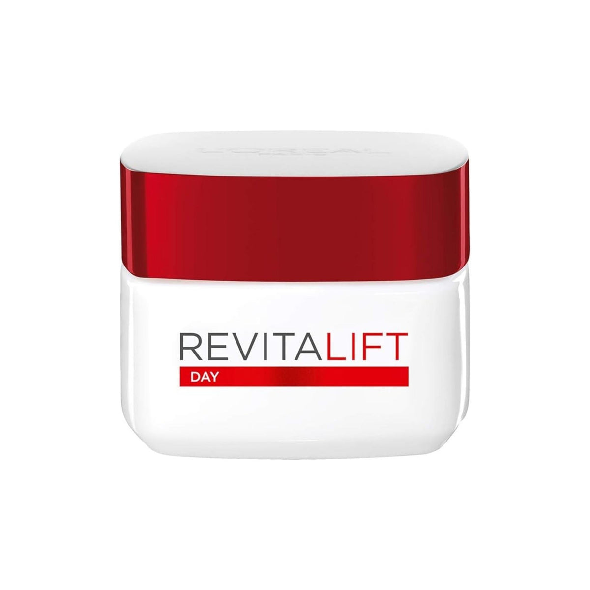 Refect Beauty L'oreal Paris Revitalift anti-wrinkle and firming day cream in a white jar with a red lid.