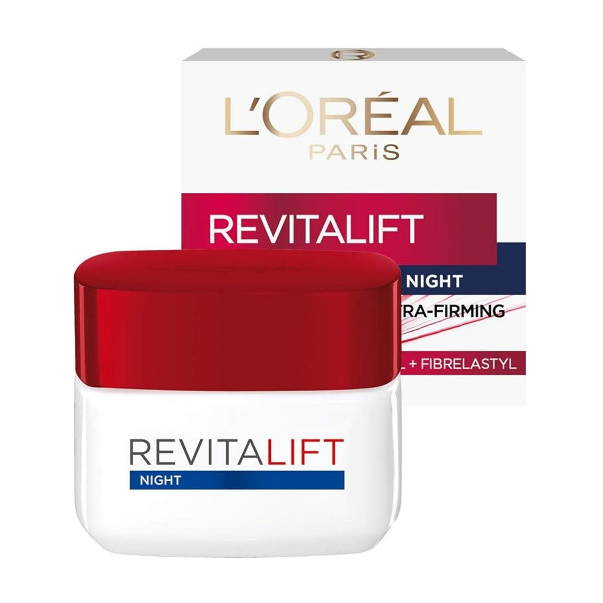 Refect Beauty L'oreal Paris Revitalift anti-aging night cream jar and box for firming and smoothing skin