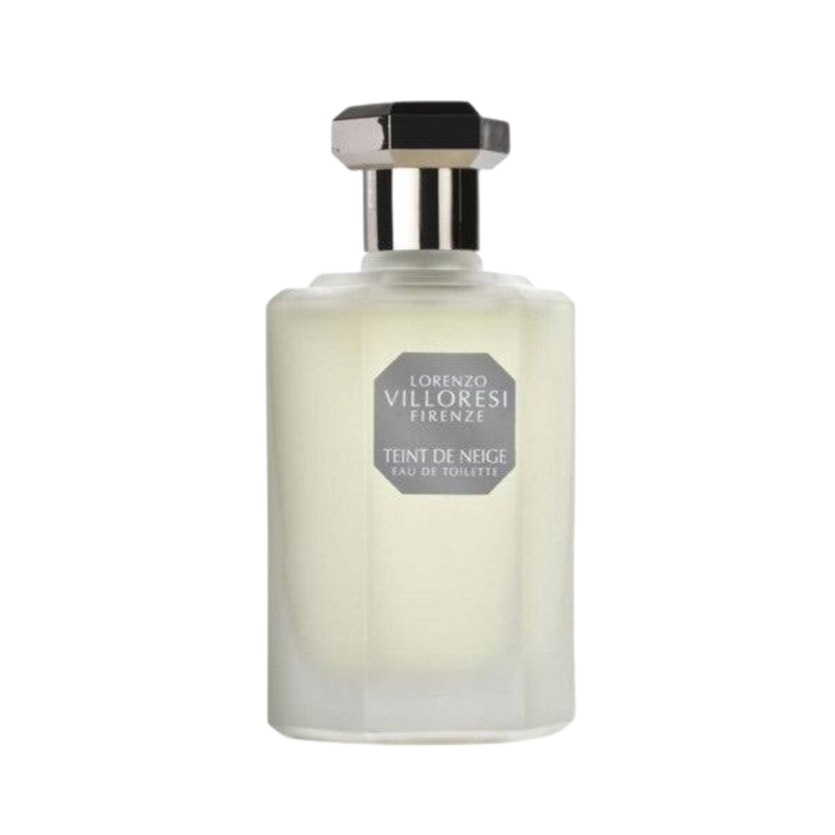 Refect Beauty Lorenzo Villoresi Teint de Neige Eau de Toilette in a frosted glass bottle with a silver cap.