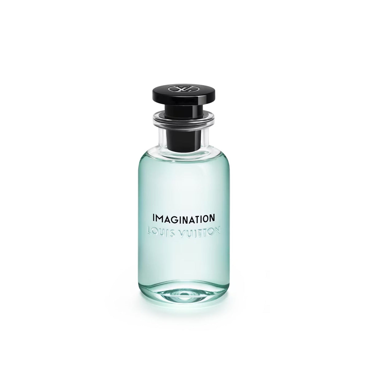 Refect Beauty Louis Vuitton Imagination Eau de Parfum in a clear glass bottle with light green fragrance and black cap