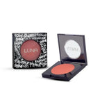 Refect Beauty Luna 3D Blusher in a compact case with a mirror, featuring a silky coral powder for a radiant finish.