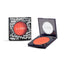 Refect Beauty Luna 3D Blusher in a vibrant coral shade with its black graphic print compact and open mirror case.