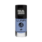 Refect Beauty Luna Air breathable halal nail polish in a soft periwinkle blue shade with a black cap.