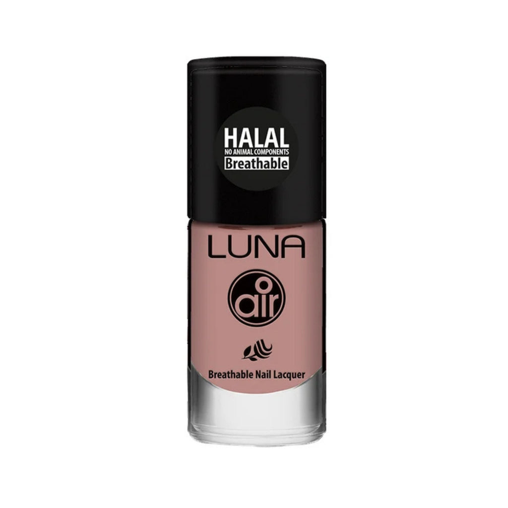 Refect Beauty Luna Air halal breathable nail polish in a soft dusty rose shade with a glossy finish