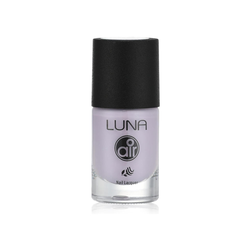 Refect Beauty Luna Air breathable halal nail polish in a soft pastel lavender shade with a black cap.