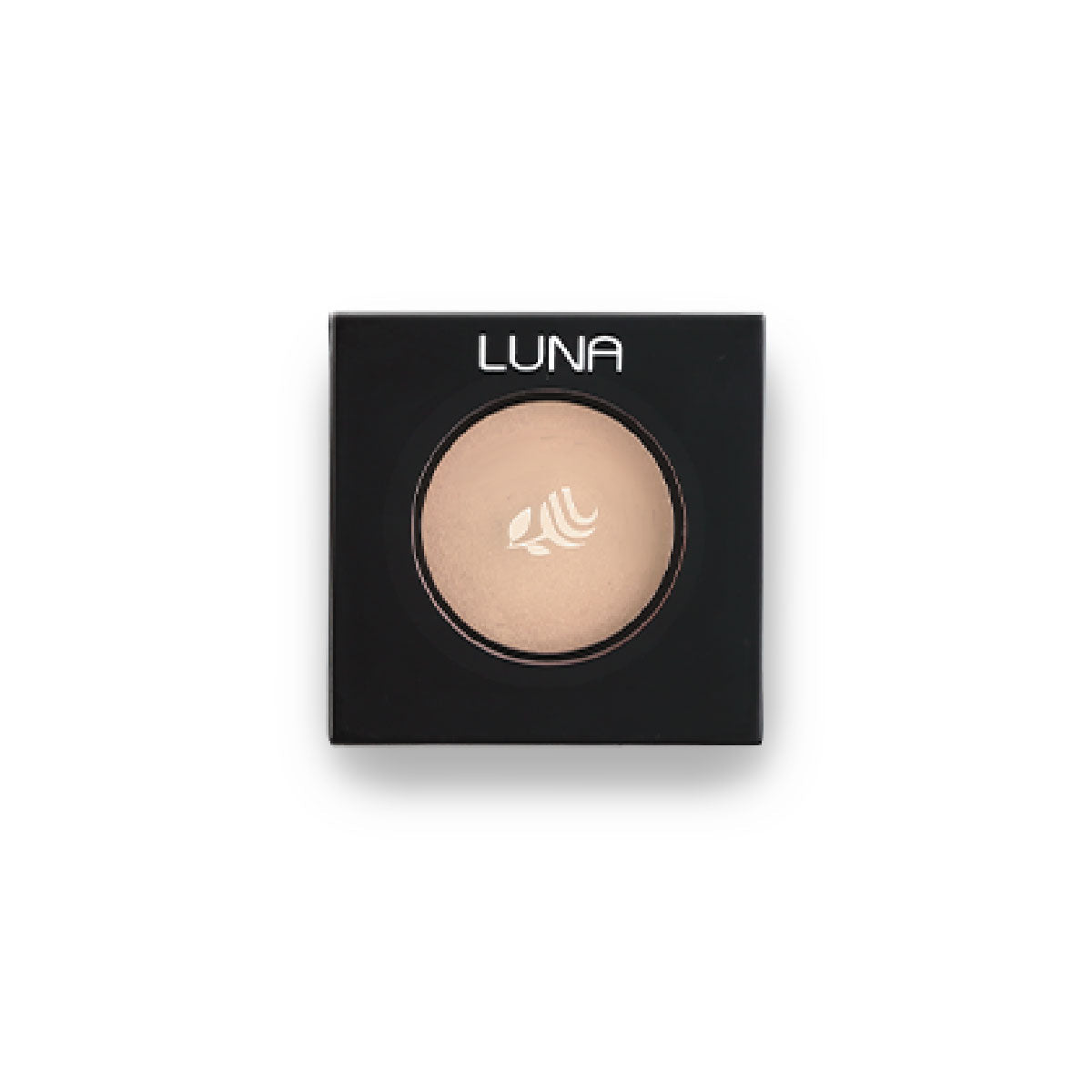 Refect Beauty LUNA eyeshadow in a neutral beige shade, presented in a sleek black square compact case.