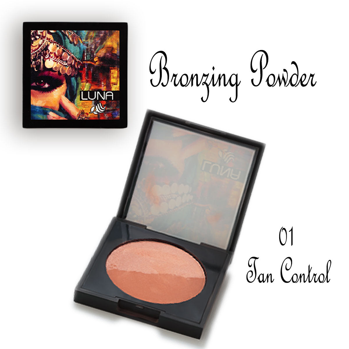 Refect Beauty LUNA Bronzing Powder in Tan Control shade, a lightweight, blendable face powder for a sun-kissed glow.