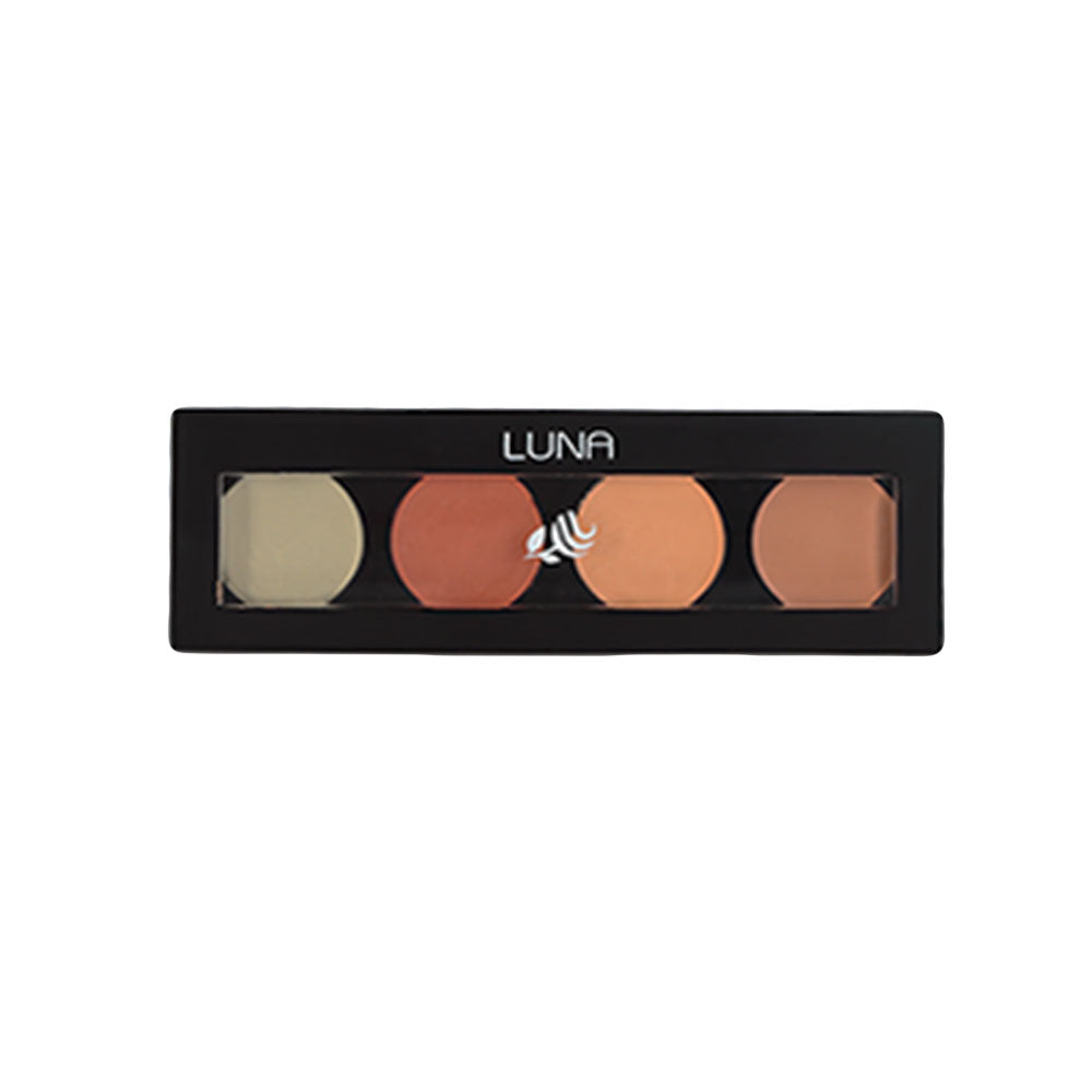 Refect Beauty LUNA Corrector Set featuring four circular color-correcting makeup shades in a sleek black palette.