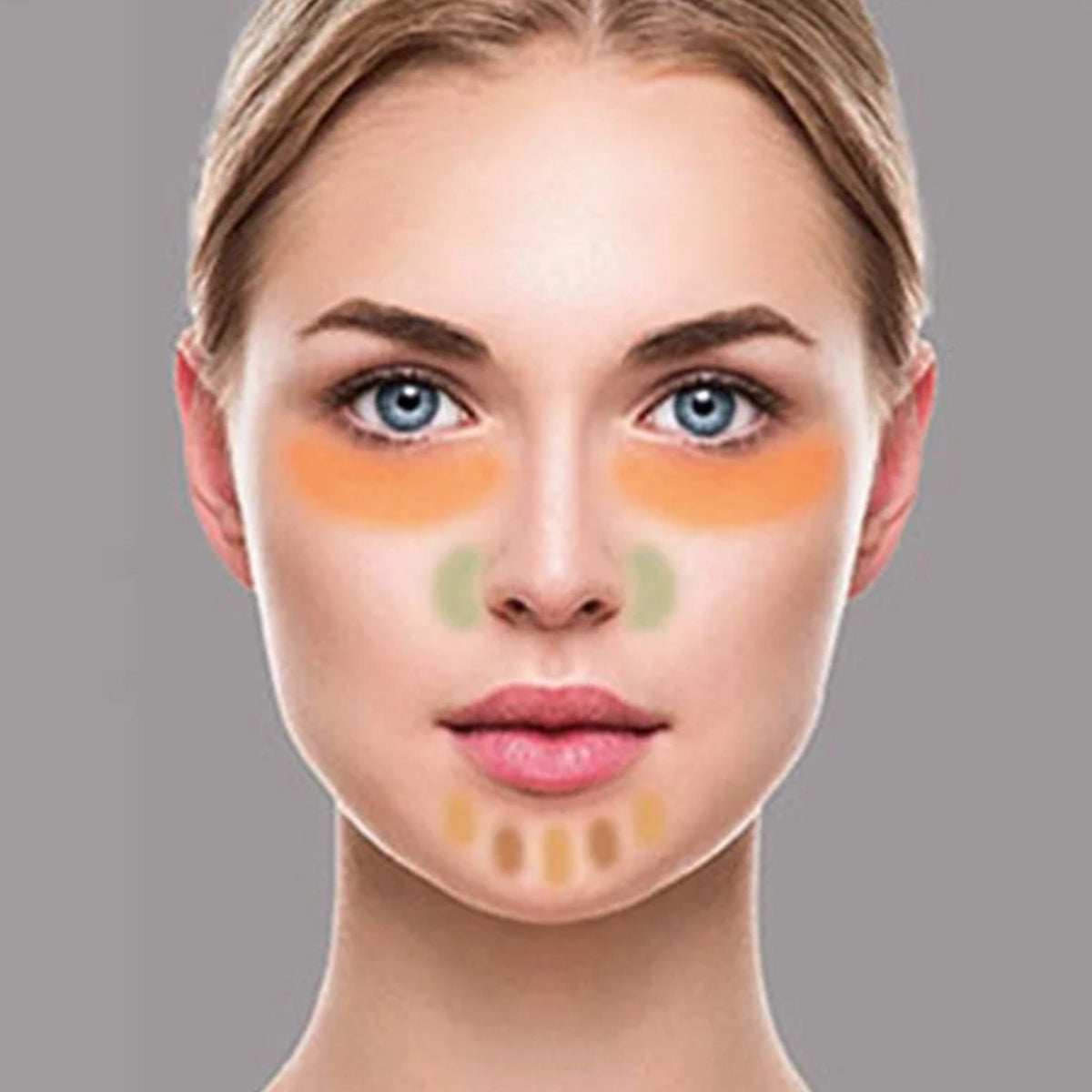 Refect Beauty LUNA Corrector Set applied to a model's face to neutralize dark circles and redness for even skin tone
