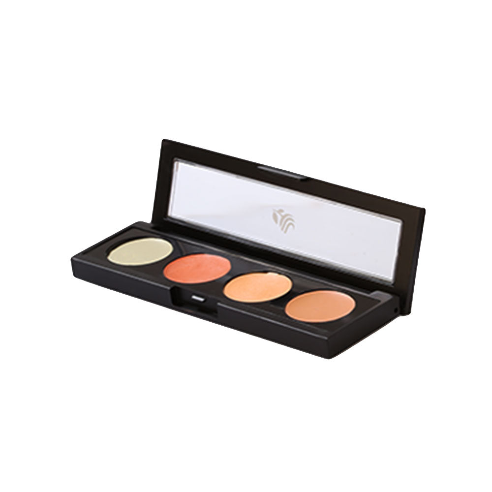Refect Beauty LUNA Corrector Set featuring four cream color-correcting shades in a sleek black palette with a mirror.
