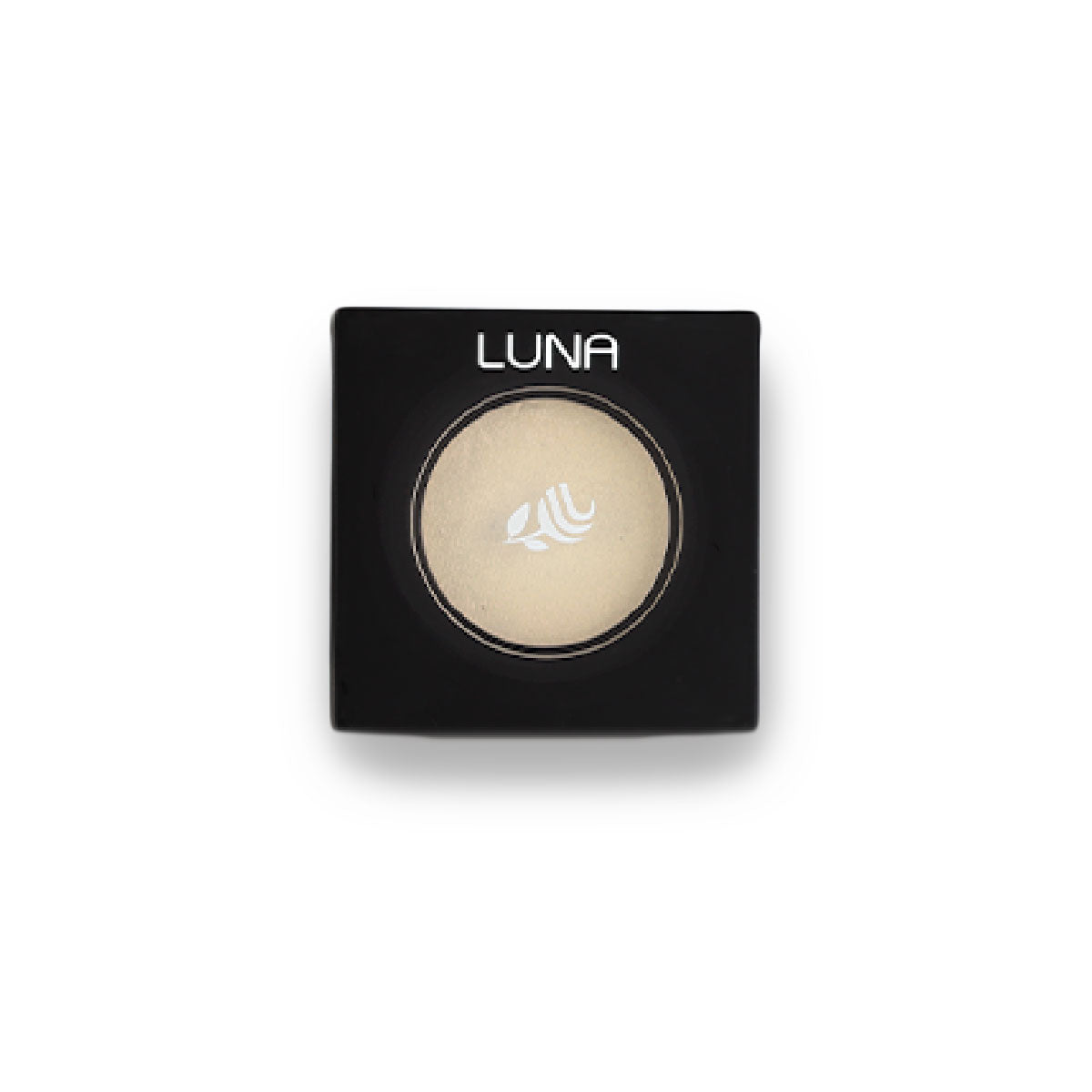 Refect Beauty LUNA eyeshadow in a soft cream shade with a matte finish in a square black compact case.