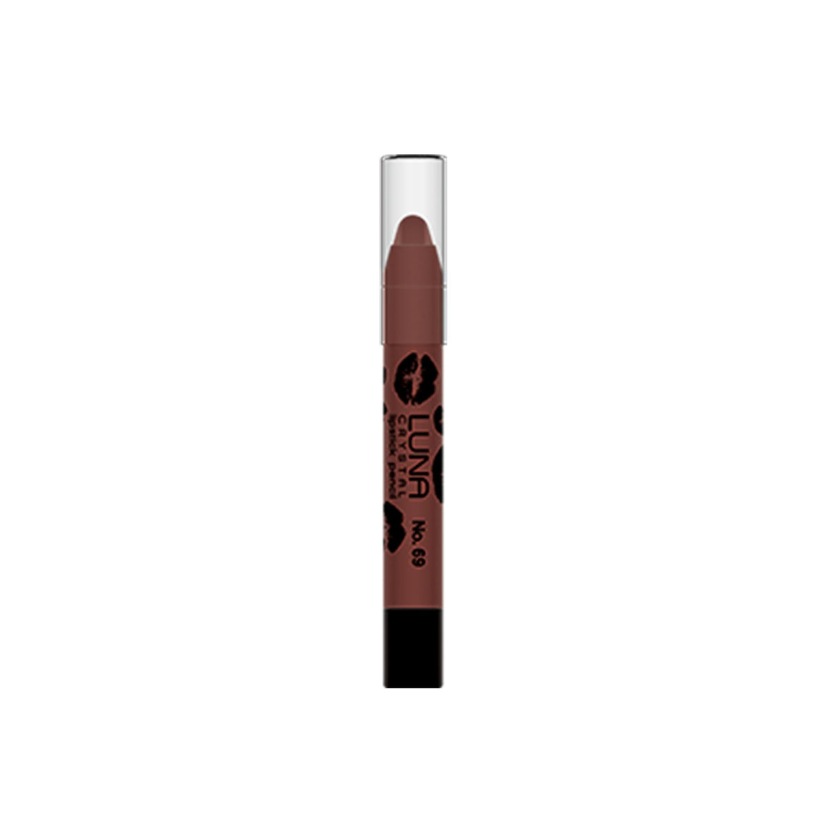 Refect Beauty Luna Crystal Lipstick Pencil in a creamy mauve shade with a clear cap and lip print design
