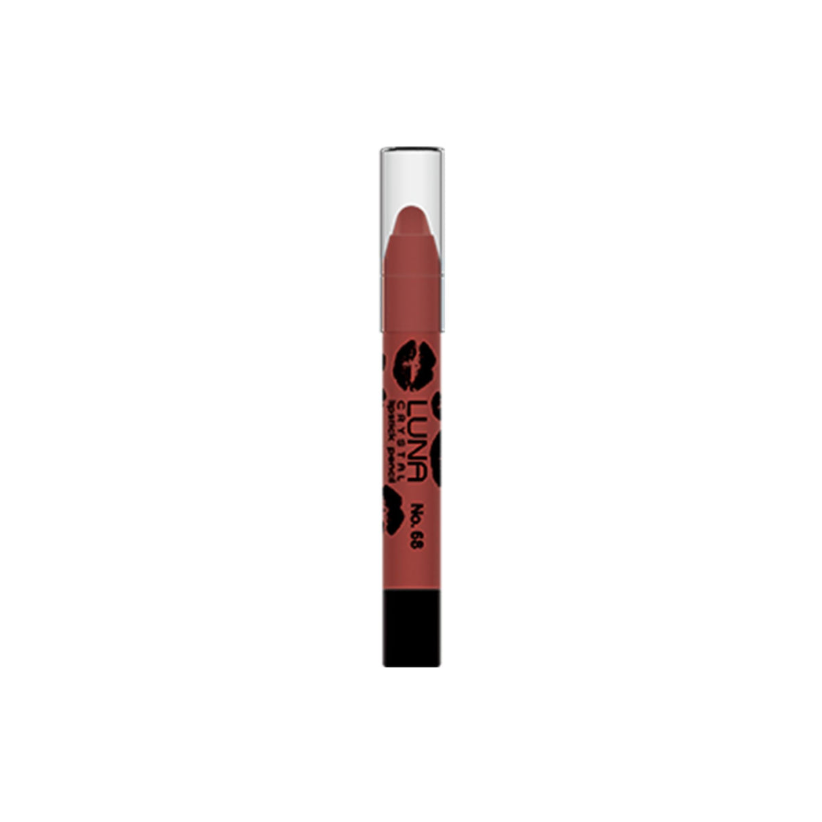 Refect Beauty Luna Crystal Lipstick Pencil in a muted mauve shade with a clear cap and lip print design