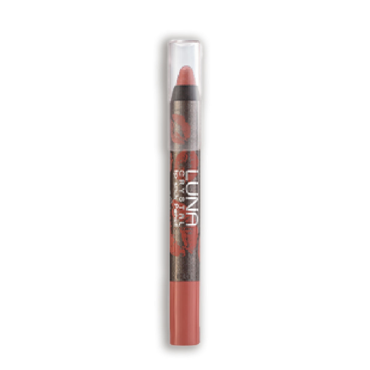 Refect Beauty LUNA Crystal Lipstick Pencil in a soft pink shade with a clear cap and kiss-print design on the barrel.