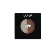 Refect Beauty LUNA dual-shade eyebrow powder in a black compact for natural brow definition and filling.