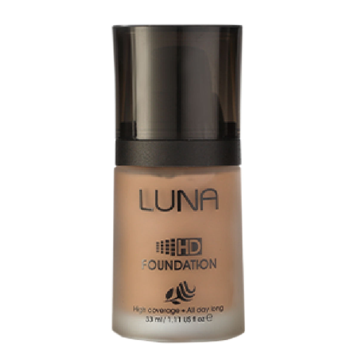 Refect Beauty LUNA HD liquid foundation in a glass bottle with a black cap for smooth, buildable coverage.