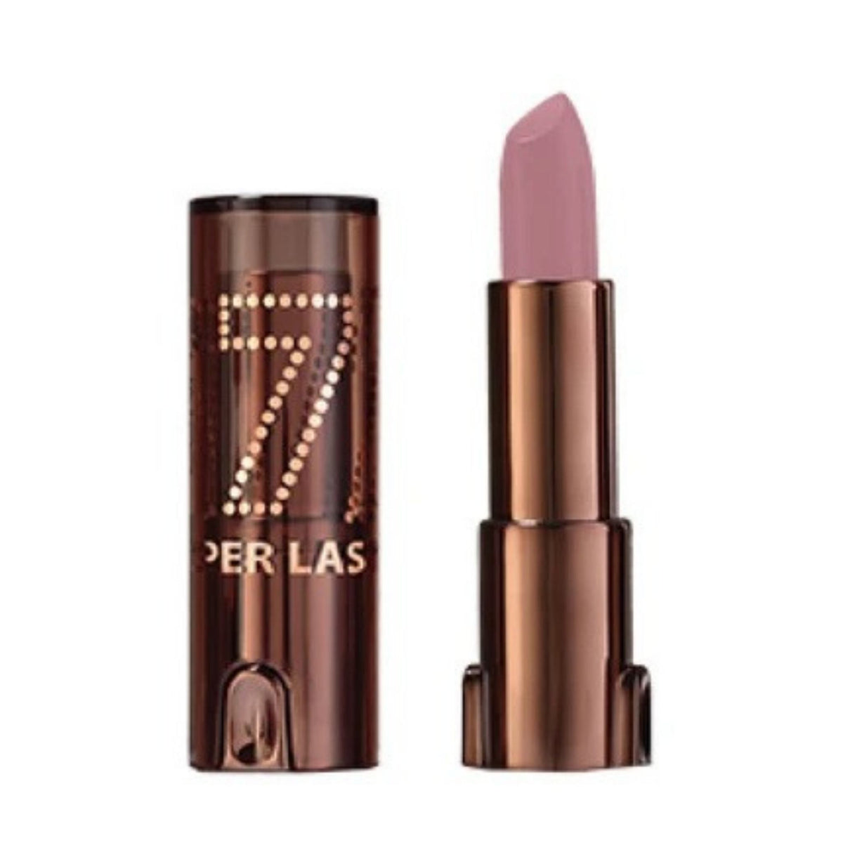 Refect Beauty LUNA Lipstick 7/11 in a soft mauve shade with a metallic bronze case featuring a number 7 design.