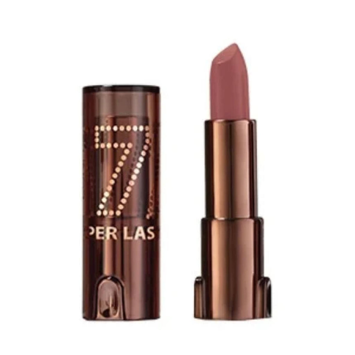 Refect Beauty LUNA Lipstick 7/11 in a creamy mauve shade with a metallic brown tube and branded cap