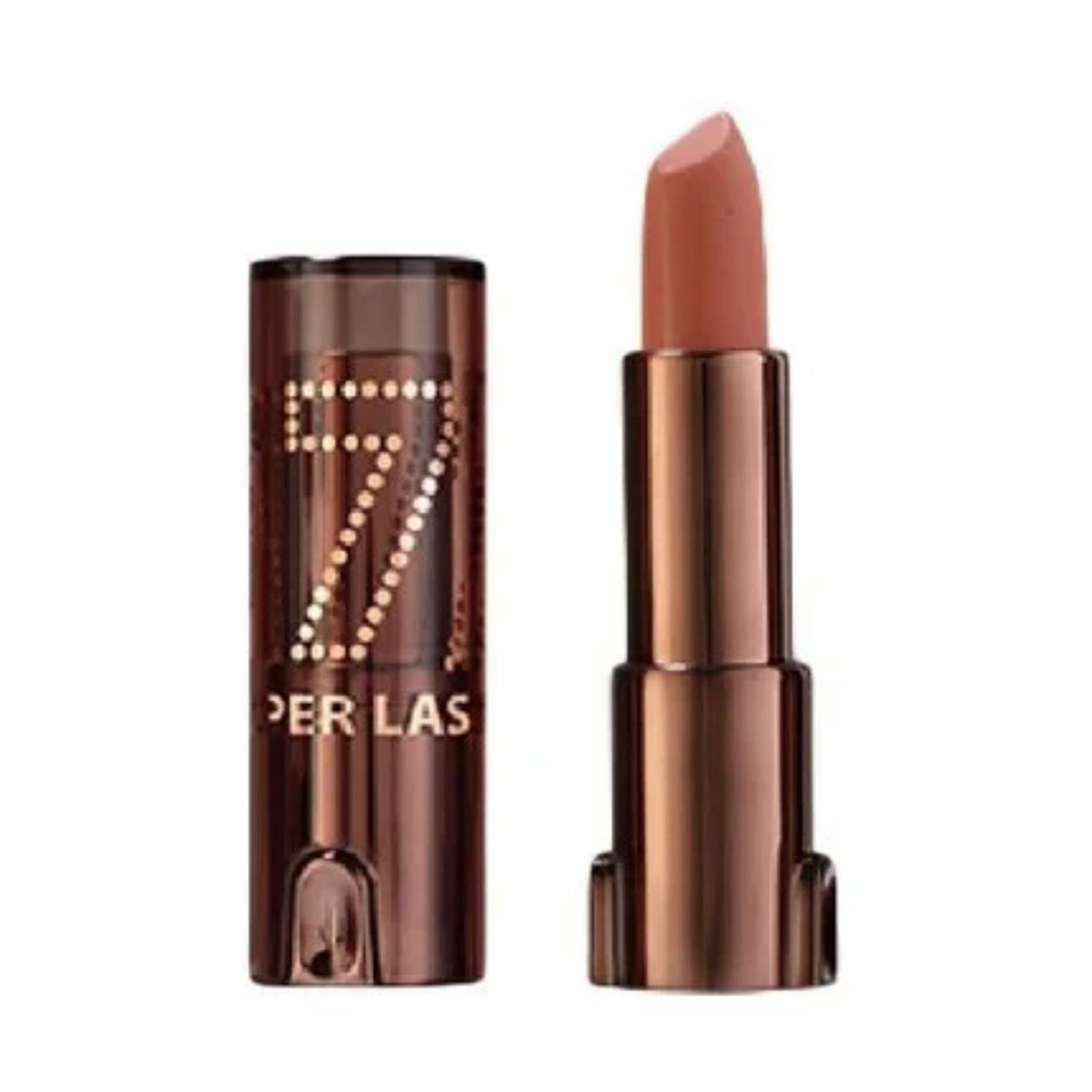 Refect Beauty LUNA Lipstick 7/11 in a creamy nude shade with a metallic bronze case featuring a number 7 design.