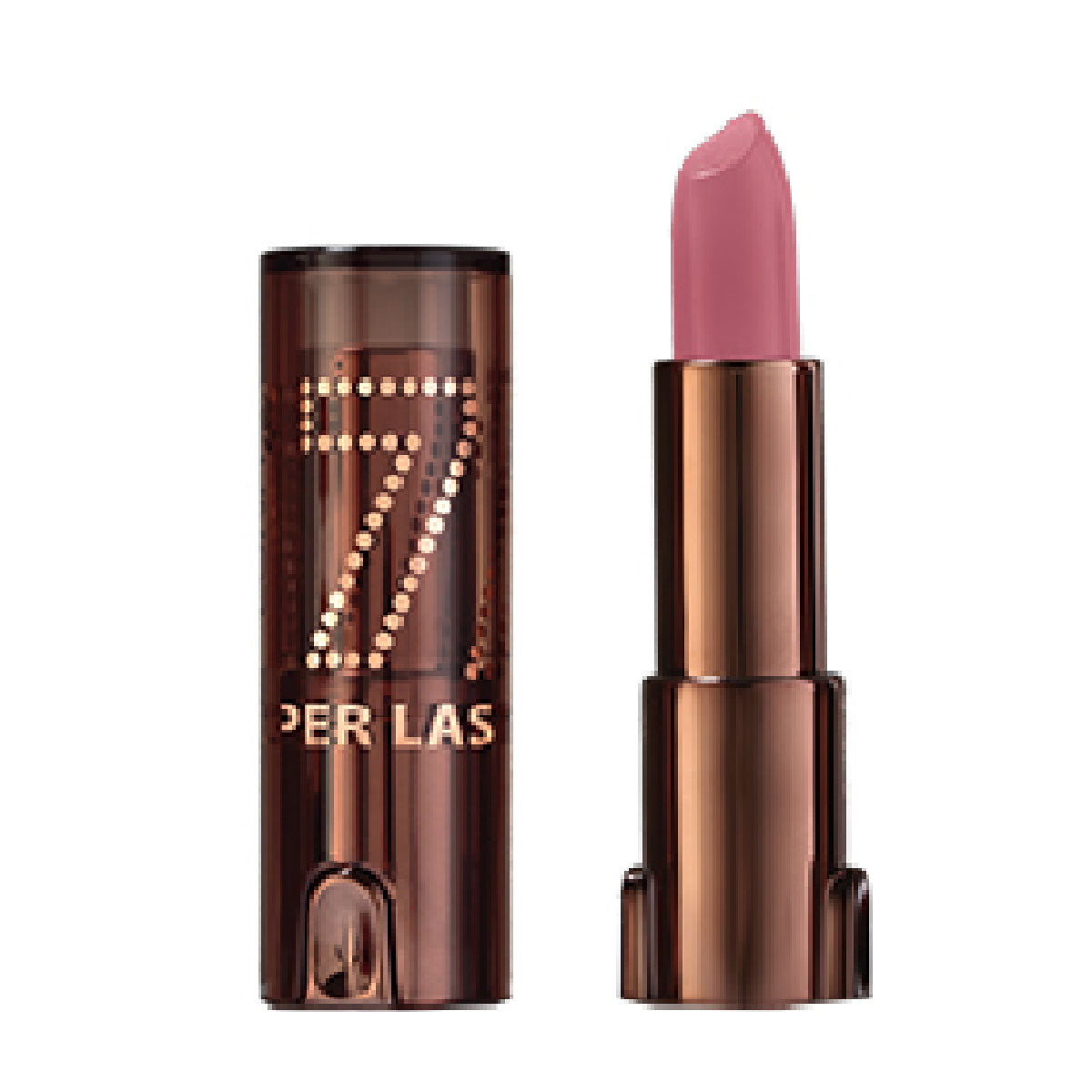 Refect Beauty LUNA Lipstick 7/11 in a soft pink shade with a metallic bronze case, featuring a creamy finish.