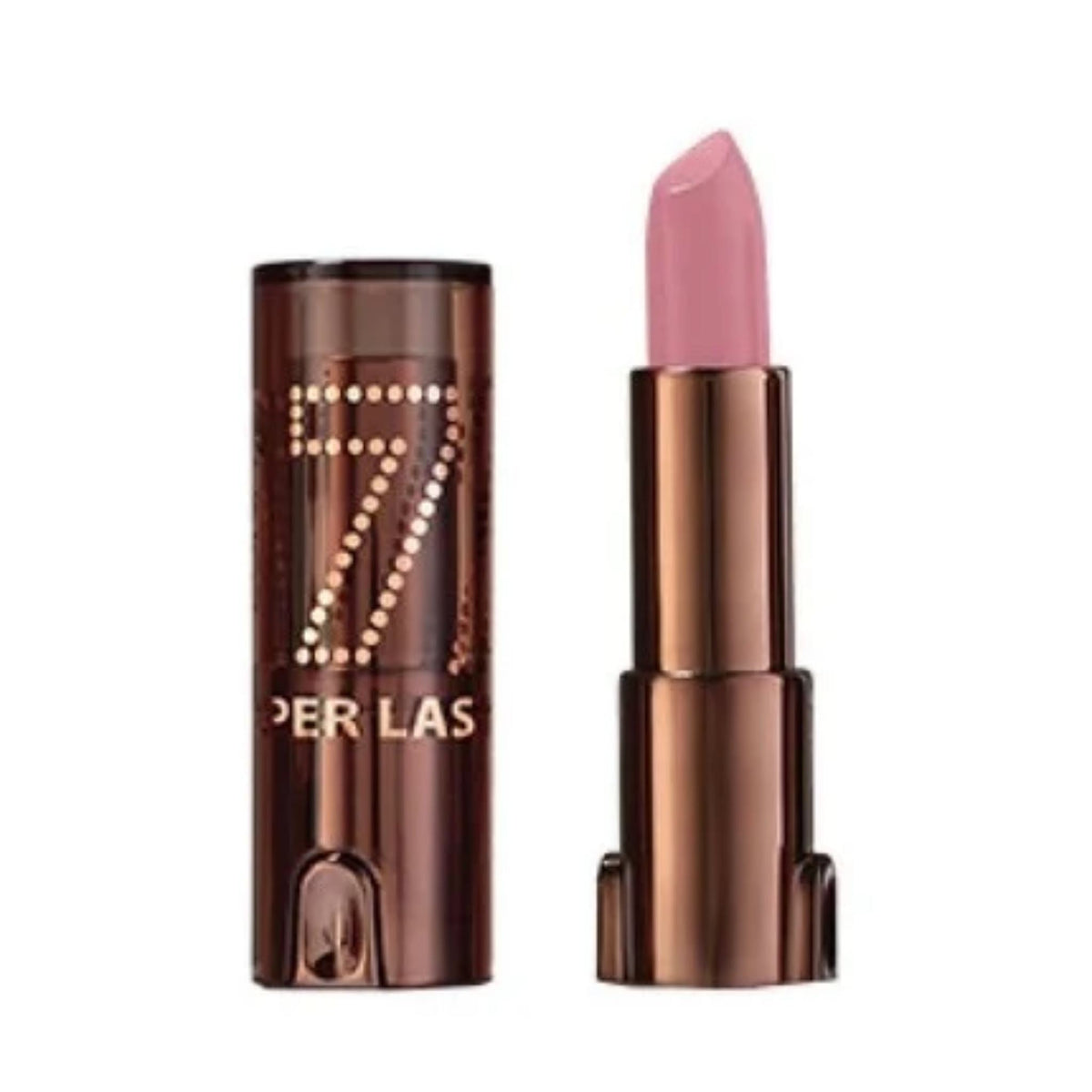 Refect Beauty LUNA Lipstick 7/11 in a soft pink shade with a metallic brown case and number 7 design