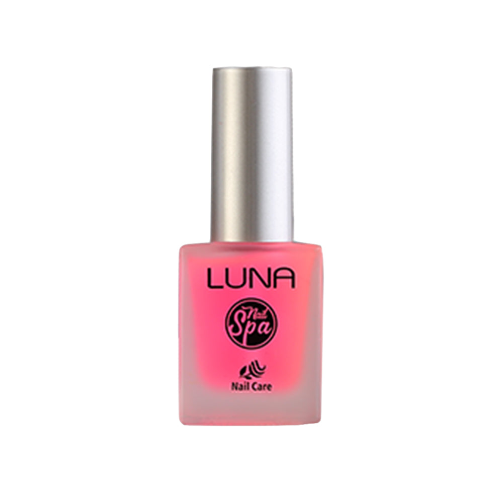 Refect Beauty LUNA Nail Spa Stop Bite treatment in a frosted pink glass bottle with a silver cap.