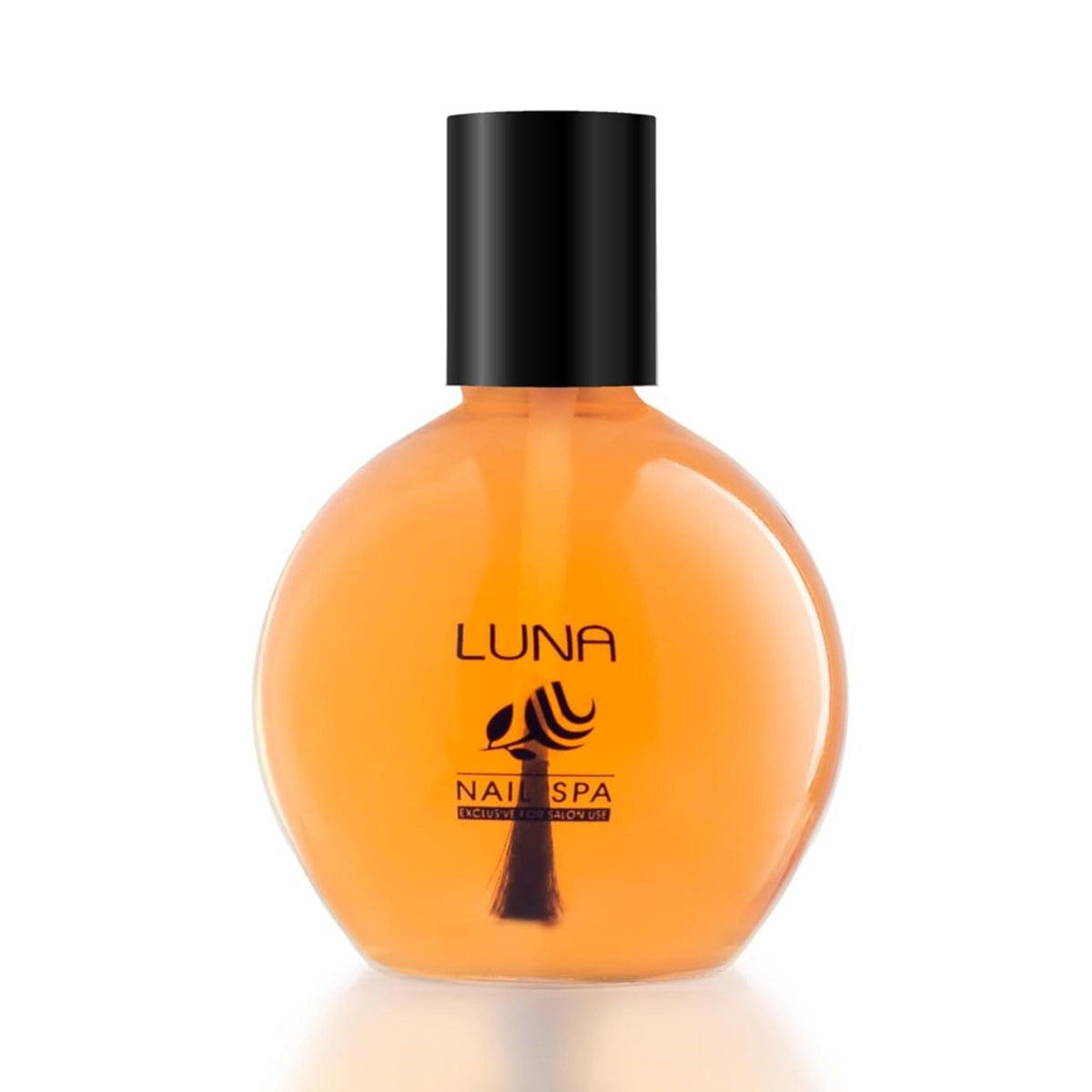 Refect Beauty LUNA Nail Spa fast-drying top coat in a round glass bottle with a black cap for a glossy finish.