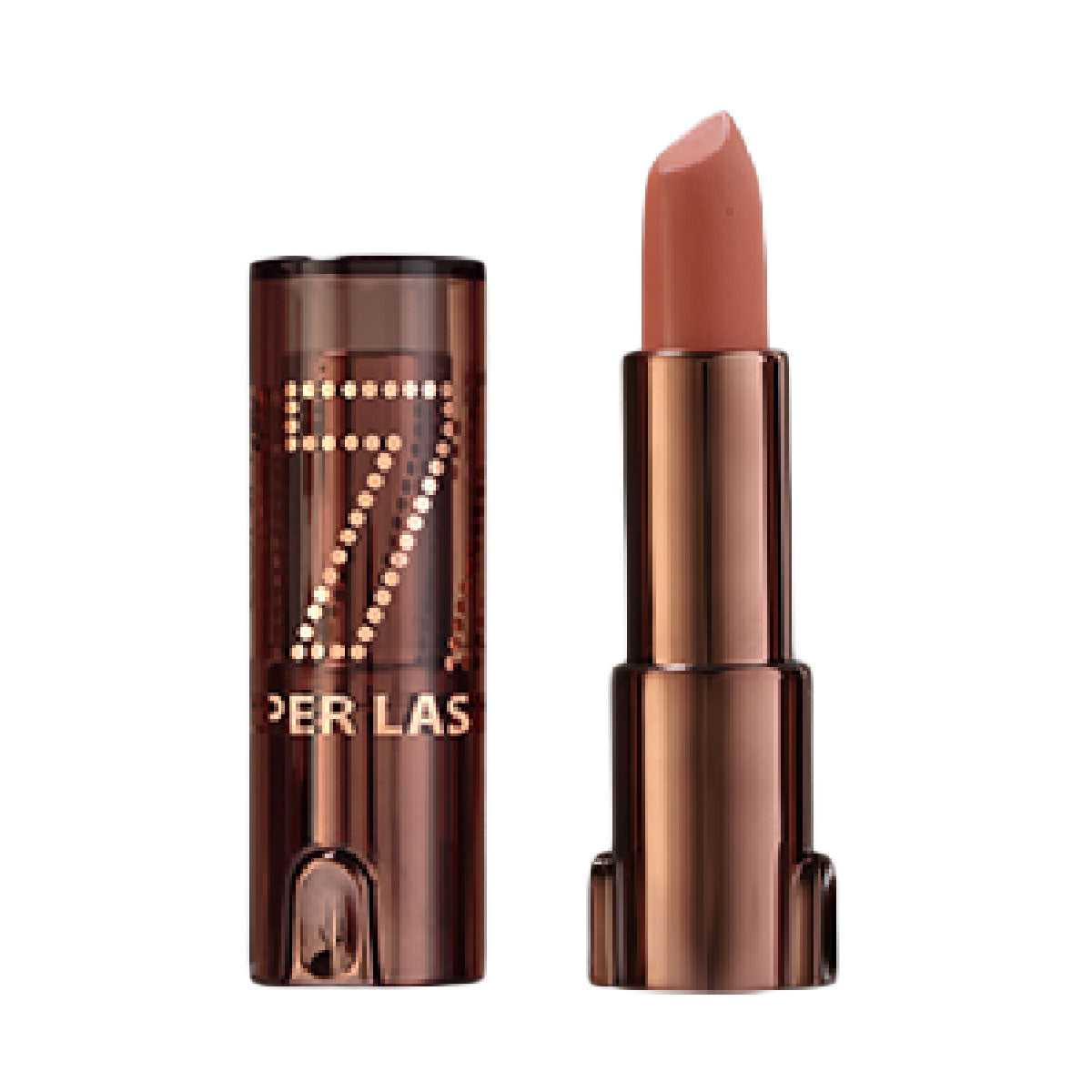 Refect Beauty LUNA Lipstick 7/11 in a creamy nude shade with a metallic brown tube and engraved detailing.
