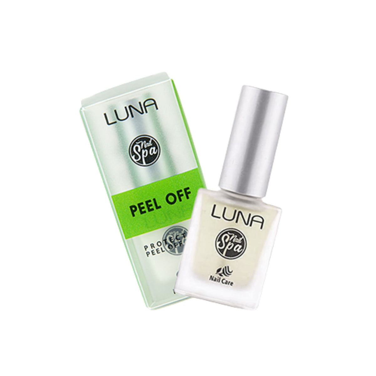 Refect Beauty LUNA Nail Spa peel-off base coat bottle and packaging box for easy acetone-free nail polish removal