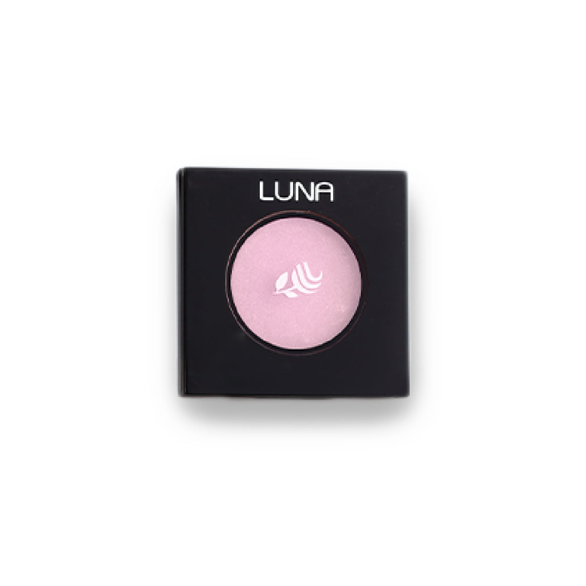 Refect Beauty LUNA eyeshadow in a soft pastel pink shade featuring a square black compact case.