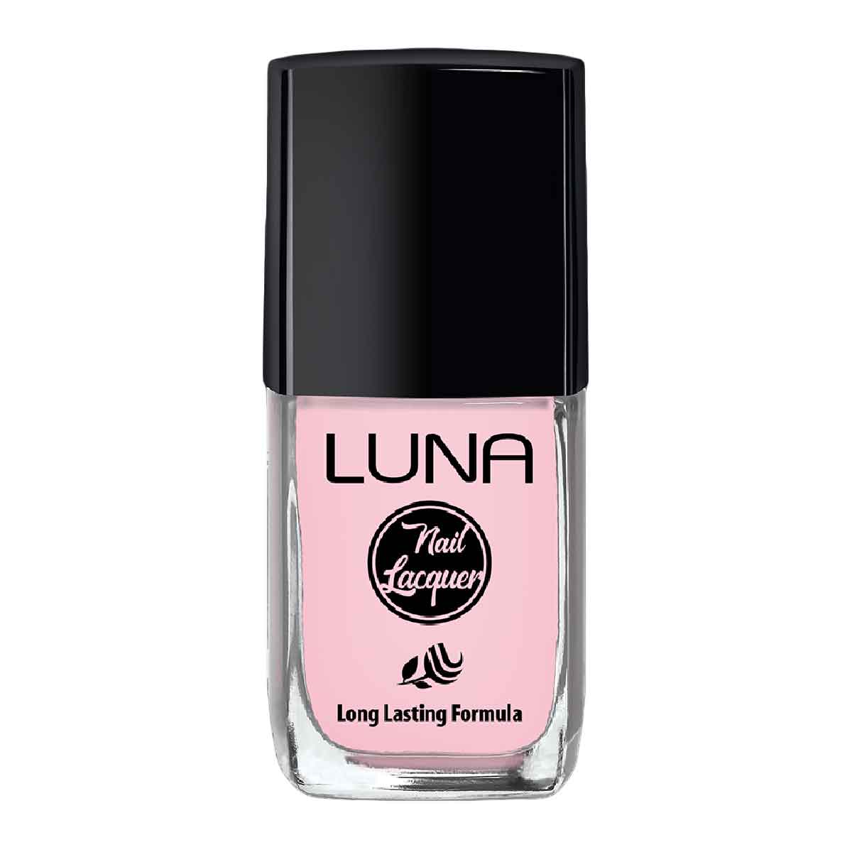Refect Beauty LUNA nail lacquer in a soft pastel pink shade with a glossy finish in a glass bottle.