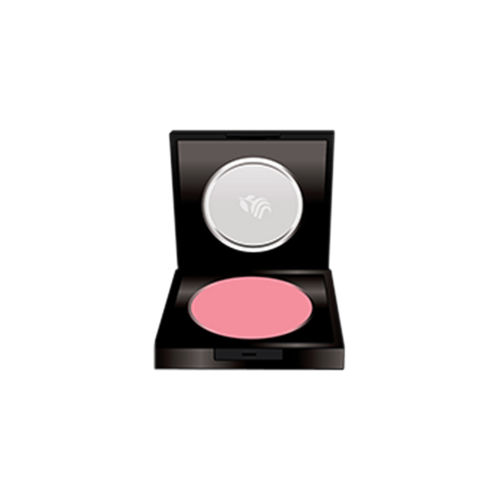 Refect Beauty LUNA Blusher in a soft pink shade, presented in a sleek black compact case with a mirror.