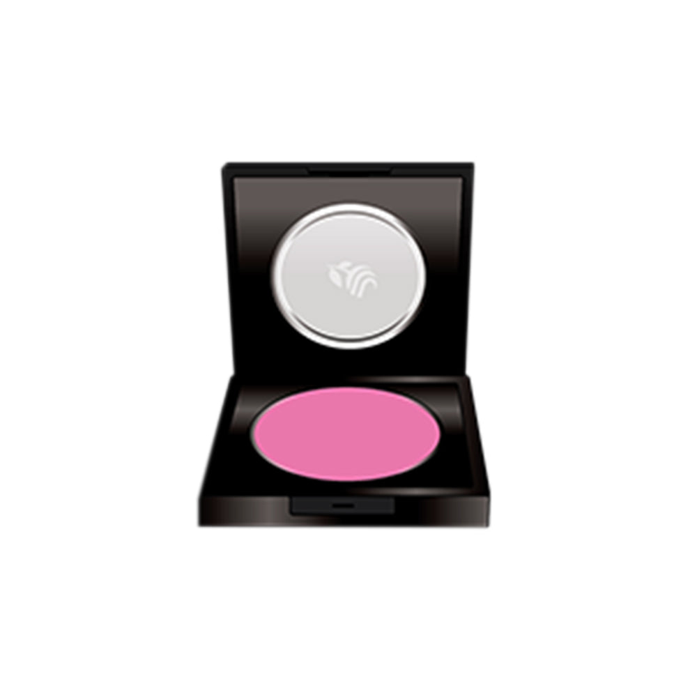 Refect Beauty LUNA Blusher in a vibrant pink shade, presented in a sleek black compact case with a mirror.