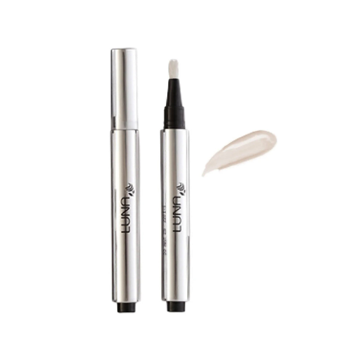 Refect Beauty LUNA plumping liquid lipstick in a sleek silver pen applicator with a swatch of clear gloss