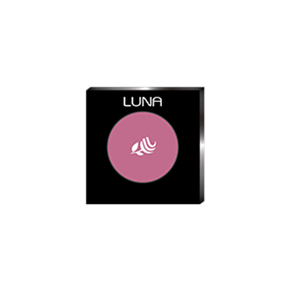 Refect Beauty LUNA silky powder blush in a dusty rose shade with a matte finish in a square black compact case.