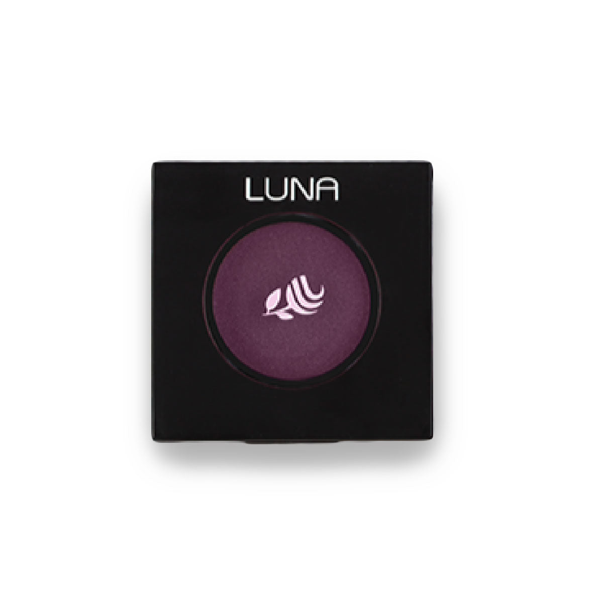 Refect Beauty LUNA eyeshadow in a deep purple shade, presented in a sleek black square compact case.