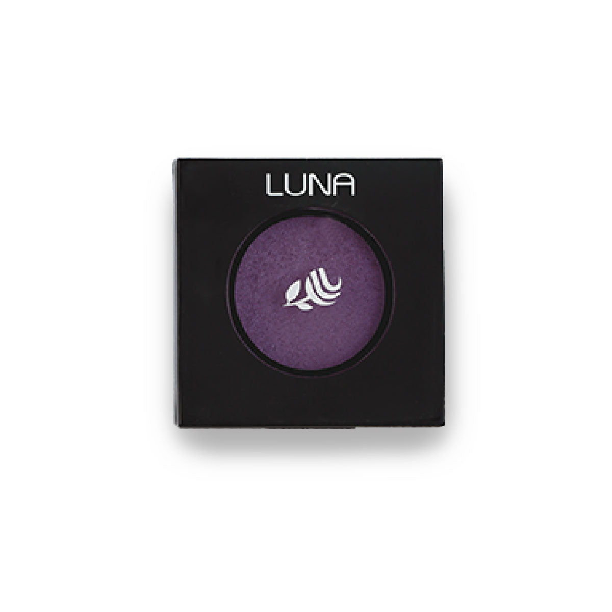 Refect Beauty LUNA eyeshadow in a deep purple shade with a matte finish, presented in a square black compact case.
